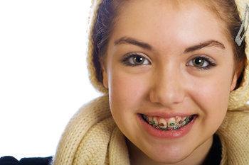 Teenager girl with braces